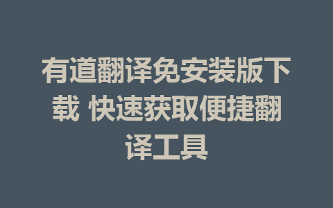 有道翻译免安装版下载 快速获取便捷翻译工具