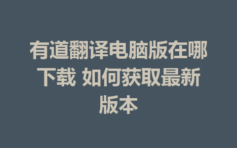 有道翻译电脑版在哪下载 如何获取最新版本